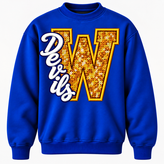 Devils Sequin “W” Crewneck Sweatshirt