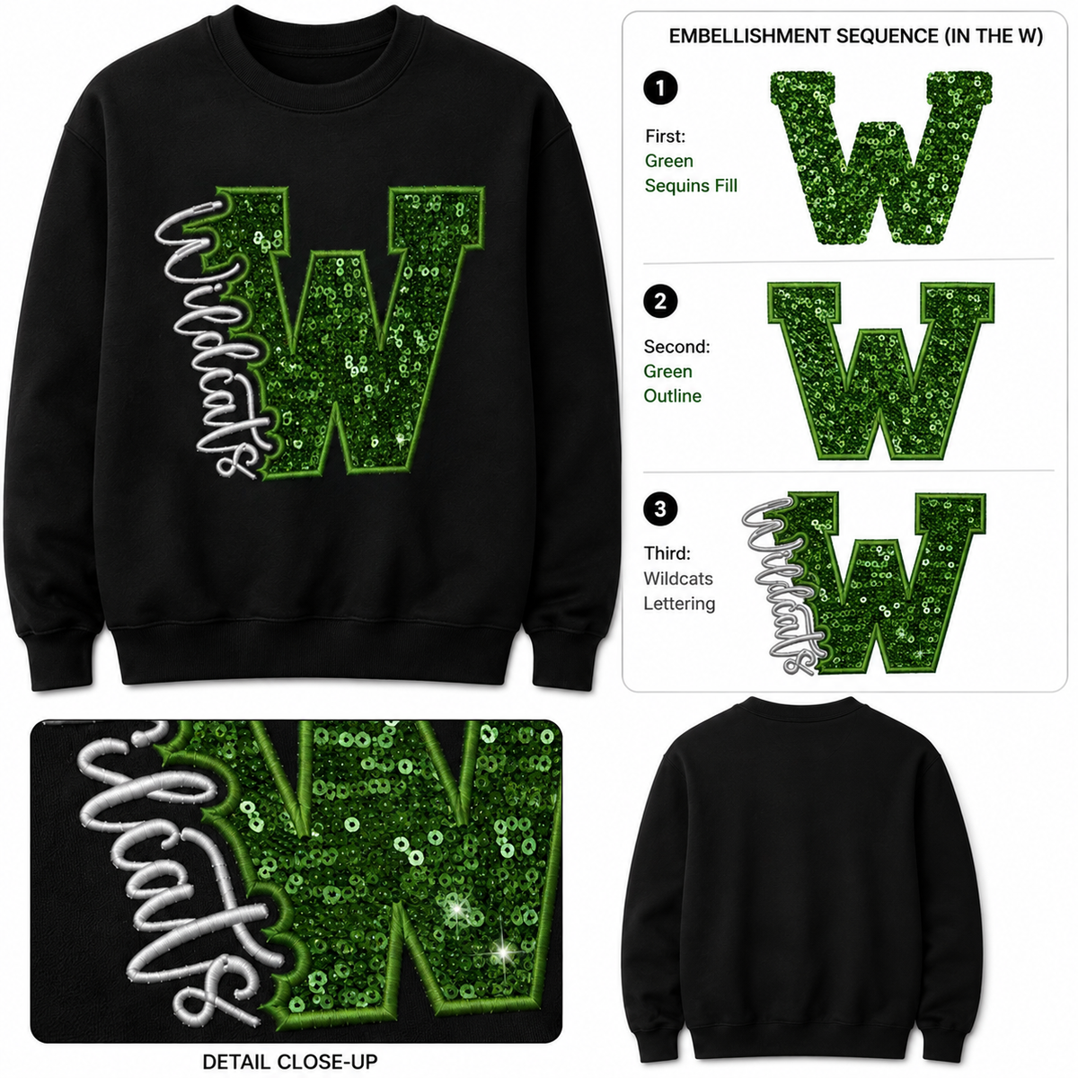 Wildcats Sequin “W” Crewneck Sweatshirt