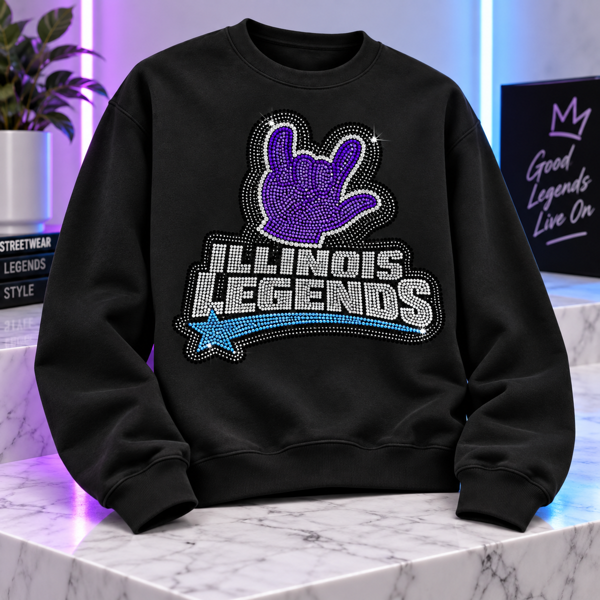 Illinois Legends Rhinestone Crewneck Sweatshirt